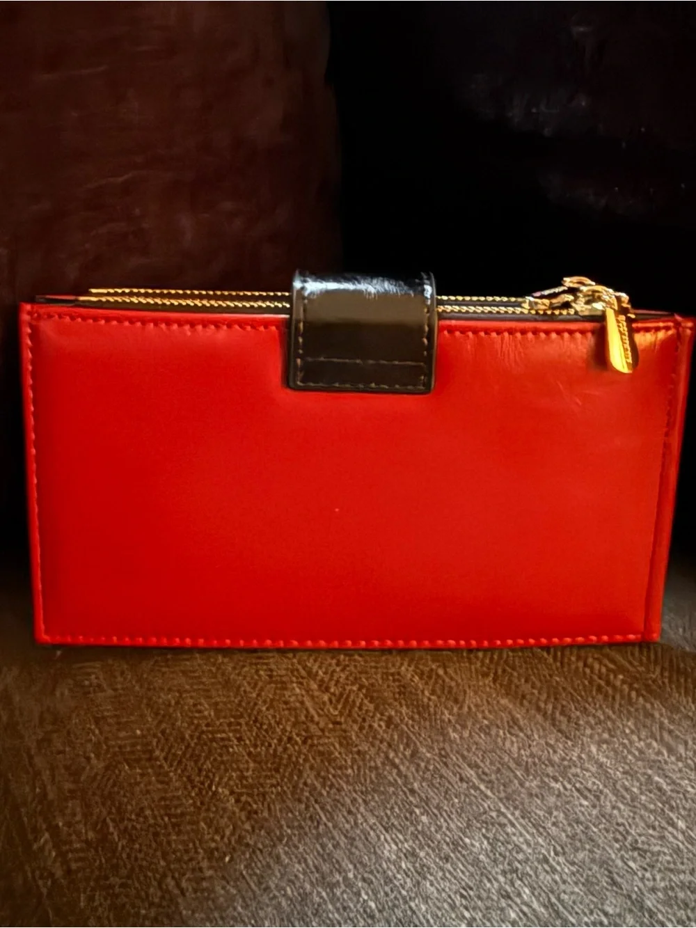 New Bostanten Red Leather Women's Wallet with Black Snap - Branded B Logo
